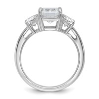 14K White Gold 1 Carat Lab Grown Diamond VS+ F+ Semi Mount Emerald and Half Moon Three Stone Engagement Ring view 2