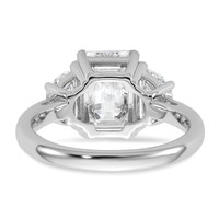 14K White Gold 1 Carat Lab Grown Diamond VS+ F+ Semi Mount Emerald and Half Moon Three Stone Engagement Ring view 5