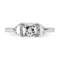 14K White Gold 1.38 Carat Certified Lab Grown Diamond VS SI+ G+ Complete Cushion and Half Moon Three Stone Engagement Ring view 4