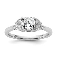 14K White Gold 1.38 Carat Certified Lab Grown Diamond VS SI+ G+ Complete Cushion and Half Moon Three Stone Engagement Ring view 1