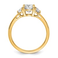 14K Yellow Gold 1.38 Carat Certified Lab Grown Diamond VS SI+ G+ Complete Cushion and Half Moon Three Stone Engagement Ring view 2
