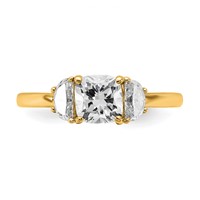 14K Yellow Gold 1.38 Carat Certified Lab Grown Diamond VS SI+ G+ Complete Cushion and Half Moon Three Stone Engagement Ring view 4
