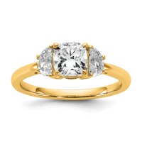 14K Yellow Gold 1.38 Carat Certified Lab Grown Diamond VS SI+ G+ Complete Cushion and Half Moon Three Stone Engagement Ring view 1