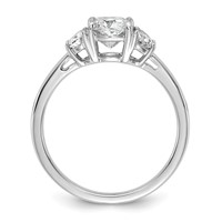 14K White Gold 0.38 Carat Lab Grown Diamond VS SI+ G+ Half Moon and 1 Carat Cushion Center Semi Mount Three Stone Engagement Ring view 2
