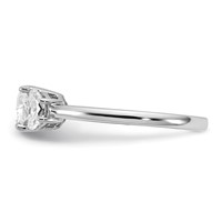 14K White Gold 0.38 Carat Lab Grown Diamond VS SI+ G+ Half Moon and 1 Carat Cushion Center Semi Mount Three Stone Engagement Ring view 3