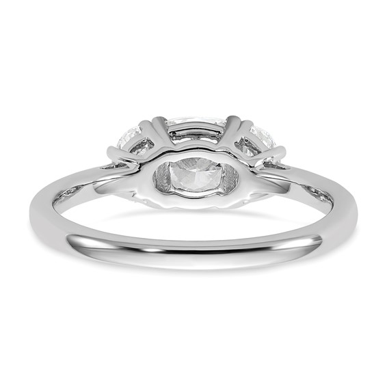 Gold Diamond Cushion and Half-moon 3-Stone Bridal Rings