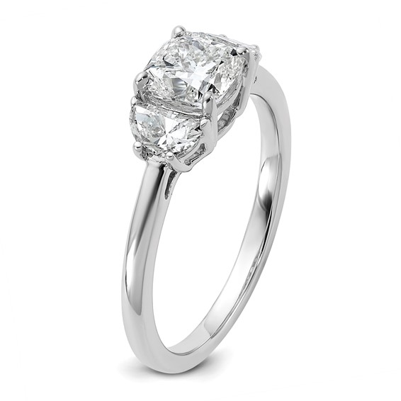Gold Diamond Cushion and Half-moon 3-Stone Bridal Rings