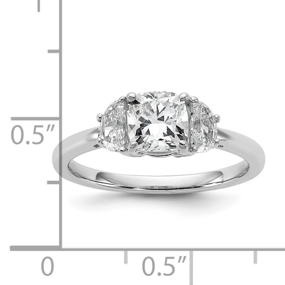 Gold Diamond Cushion and Half-moon 3-Stone Bridal Rings