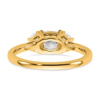 14K Yellow Gold 0.38 Carat Lab Grown Diamond VS+ F+ Half Moon and 1 Carat Cushion Center Semi Mount Three Stone Engagement Ring view 5