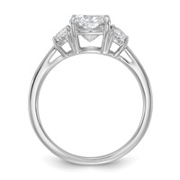 14K White Gold 2 Carat Certified Lab Grown Diamond VS SI+ G+ Complete Cushion and Half Moon Three Stone Engagement Ring view 2