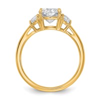 14K Yellow Gold 2 Carat Certified Lab Grown Diamond VS SI+ G+ Complete Cushion and Half Moon Three Stone Engagement Ring view 2