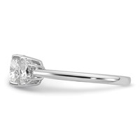 14K White Gold 0.50 Carat Lab Grown Diamond VS SI+ G+ Half Moon and 1.50 Carat Cushion Center Semi Mount Three Stone Engagement Ring view 3
