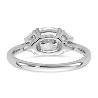 14K White Gold 0.50 Carat Lab Grown Diamond VS SI+ G+ Half Moon and 1.50 Carat Cushion Center Semi Mount Three Stone Engagement Ring view 5