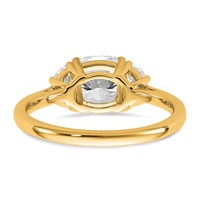 14K Yellow Gold 0.50 Carat Lab Grown Diamond VS+ F+ Half Moon and 1.50 Carat Cushion Center Semi Mount Three Stone Engagement Ring view 5