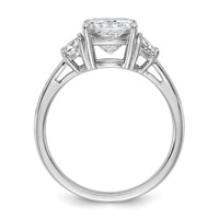 14K White Gold 2.50 Carat Certified Lab Grown Diamond VS+ F+ Complete Cushion and Half Moon Three Stone Engagement Ring view 2
