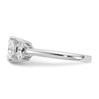 14K White Gold 2.50 Carat Certified Lab Grown Diamond VS+ F+ Complete Cushion and Half Moon Three Stone Engagement Ring view 3