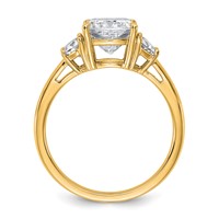 14K Yellow Gold 2.50 Carat Certified Lab Grown Diamond VS+ F+ Complete Cushion and Half Moon Three Stone Engagement Ring view 2