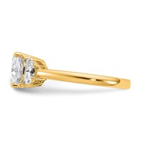 14K Yellow Gold 2.50 Carat Certified Lab Grown Diamond VS+ F+ Complete Cushion and Half Moon Three Stone Engagement Ring view 3