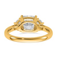 14K Yellow Gold 2.50 Carat Certified Lab Grown Diamond VS+ F+ Complete Cushion and Half Moon Three Stone Engagement Ring view 5
