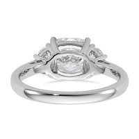 14K White Gold 0.50 Carat Lab Grown Diamond VS SI+ G+ Half Moon and 2 Carat Cushion Center Semi Mount Three Stone Engagement Ring view 5