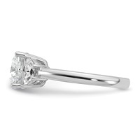 14K White Gold 3.12 Carat Certified Lab Grown Diamond VS SI+ G+ Complete Cushion and Half Moon Three Stone Engagement Ring view 3