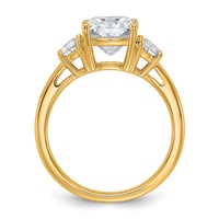 14K Yellow Gold 3.12 Carat Certified Lab Grown Diamond VS SI+ G+ Complete Cushion and Half Moon Three Stone Engagement Ring view 2