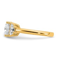 14K Yellow Gold 3.12 Carat Certified Lab Grown Diamond VS SI+ G+ Complete Cushion and Half Moon Three Stone Engagement Ring view 3