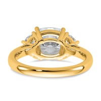 14K Yellow Gold 3.12 Carat Certified Lab Grown Diamond VS SI+ G+ Complete Cushion and Half Moon Three Stone Engagement Ring view 5