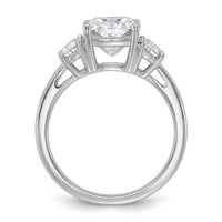 14K White Gold 0.62 Carat Lab Grown Diamond VS SI+ G+ Half Moon and 2.50 Carat Cushion Center Semi Mount Three Stone Engagement Ring view 2