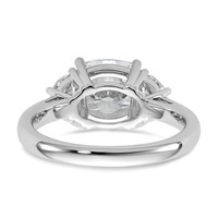 14K White Gold 0.62 Carat Lab Grown Diamond VS SI+ G+ Half Moon and 2.50 Carat Cushion Center Semi Mount Three Stone Engagement Ring view 5