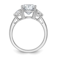 14K White Gold 4 Carat Certified Lab Grown Diamond VS+ F+ Complete Cushion and Half Moon Three Stone Engagement Ring view 2