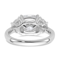 14K White Gold 4 Carat Certified Lab Grown Diamond VS+ F+ Complete Cushion and Half Moon Three Stone Engagement Ring view 5