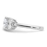 14K White Gold 1 Carat Lab Grown Diamond VS+ F+ Half Moon and 3 Carat Cushion Center Semi Mount Three Stone Engagement Ring view 3