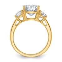 14K Yellow Gold 1 Carat Lab Grown Diamond VS SI+ G+ Half Moon and 3 Carat Cushion Center Semi Mount Three Stone Engagement Ring view 2