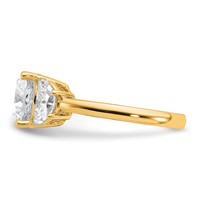 14K Yellow Gold 1 Carat Lab Grown Diamond VS SI+ G+ Half Moon and 3 Carat Cushion Center Semi Mount Three Stone Engagement Ring view 3