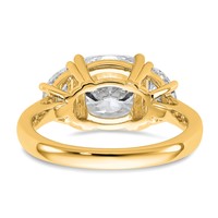 14K Yellow Gold 1 Carat Lab Grown Diamond VS SI+ G+ Half Moon and 3 Carat Cushion Center Semi Mount Three Stone Engagement Ring view 5