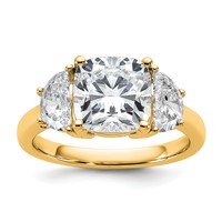 14K Yellow Gold 1 Carat Lab Grown Diamond VS SI+ G+ Half Moon and 3 Carat Cushion Center Semi Mount Three Stone Engagement Ring view 1