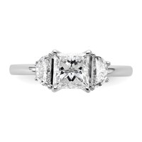 14K White Gold 1.38 Carat Certified Lab Grown Diamond VS SI+ G+ Princess and Half Moon Complete Three Stone Engagement Ring view 4