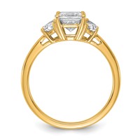14K Yellow Gold 1.38 Carat Certified Lab Grown Diamond VS+ F+ Princess and Half Moon Complete Three Stone Engagement Ring view 2