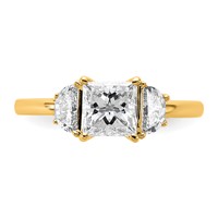 14K Yellow Gold 1.38 Carat Certified Lab Grown Diamond VS+ F+ Princess and Half Moon Complete Three Stone Engagement Ring view 4