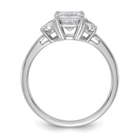 14K White Gold 0.38 Carat Lab Grown Diamond VS SI+ G+ Half Moon 1 Carat Princess Center Semi Mount Three Stone Engagement Ring view 2