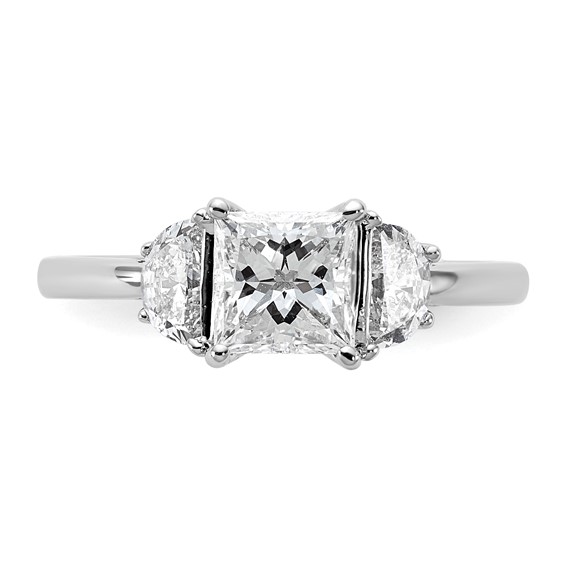 Gold Diamond Princess and Half-moon 3-Stone Bridal Rings