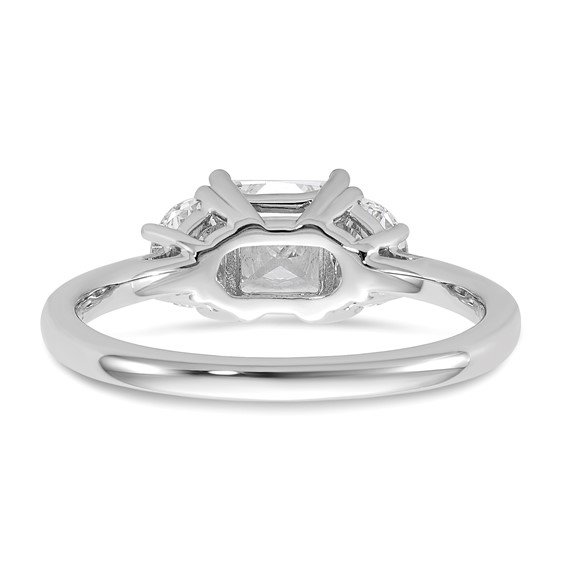 Gold Diamond Princess and Half-moon 3-Stone Bridal Rings