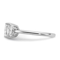 14K White Gold 2 Carat Certified Lab Grown Diamond VS+ F+ Princess and Half Moon Complete Three Stone Engagement Ring view 3