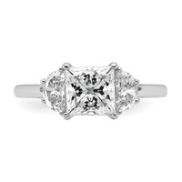 14K White Gold 2 Carat Certified Lab Grown Diamond VS+ F+ Princess and Half Moon Complete Three Stone Engagement Ring view 4