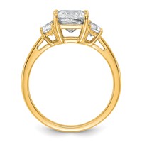 14K Yellow Gold 2 Carat Certified Lab Grown Diamond VS+ F+ Princess and Half Moon Complete Three Stone Engagement Ring view 2