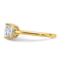 14K Yellow Gold 2 Carat Certified Lab Grown Diamond VS+ F+ Princess and Half Moon Complete Three Stone Engagement Ring view 3