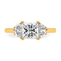 14K Yellow Gold 2 Carat Certified Lab Grown Diamond VS+ F+ Princess and Half Moon Complete Three Stone Engagement Ring view 4
