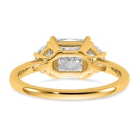 14K Yellow Gold 2 Carat Certified Lab Grown Diamond VS+ F+ Princess and Half Moon Complete Three Stone Engagement Ring view 5