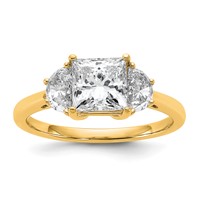 14K Yellow Gold 2 Carat Certified Lab Grown Diamond VS+ F+ Princess and Half Moon Complete Three Stone Engagement Ring view 1